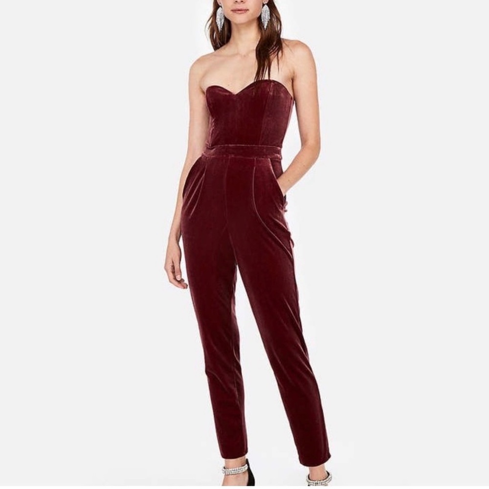 Express 🌹 Strapless Velvet Jumpsuit